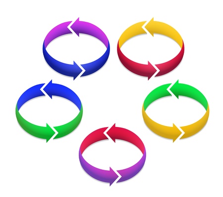 Colorful 3D Arrows in Circlesのイラスト素材