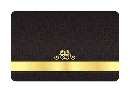 Black VIP Card with Vintage Pattern and Golden Labelのイラスト素材