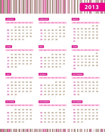 Annual Calendar for 2013 Yearのイラスト素材
