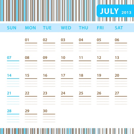 Planning Calendar - July 2013のイラスト素材