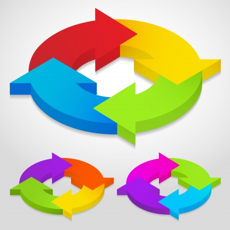 3D arrows for continual four step procesのイラスト素材