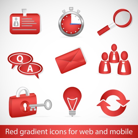 Red gradient icons for web applications and mobile devicesのイラスト素材