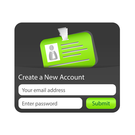 Create a new account form with green ID card  Element for websites and mobile applicationsのイラスト素材