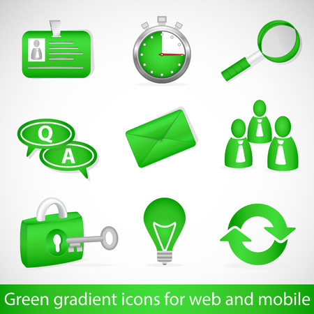 Green gradient icons for web applications and mobile devicesのイラスト素材