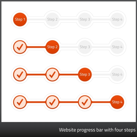 Website progess bar with four stepsのイラスト素材