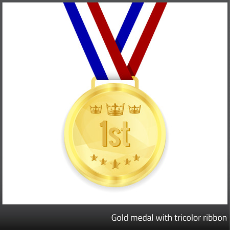 Gold medal with tricolor ribbonのイラスト素材