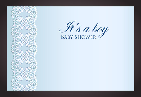 Baby shower invitation for boy with imitation of laceのイラスト素材