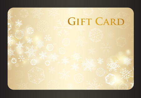 Exclusive cream christmas gift card with stream of golden snowflakesのイラスト素材