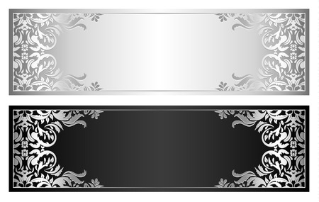 Silver and black voucher with victorian patternのイラスト素材