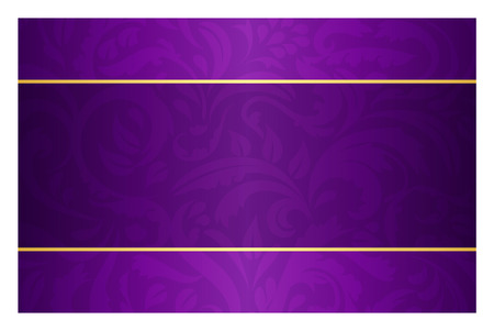 Purple card with vintage pattern and golden label