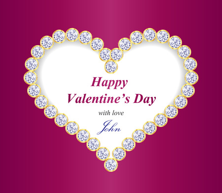 Valentine greeting card with heart composed from diamondsのイラスト素材