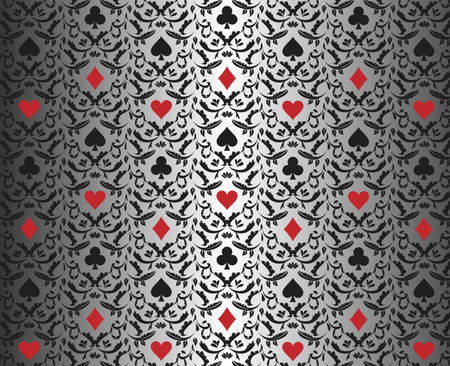 Luxury silver poker background with card symbols ornamentのイラスト素材