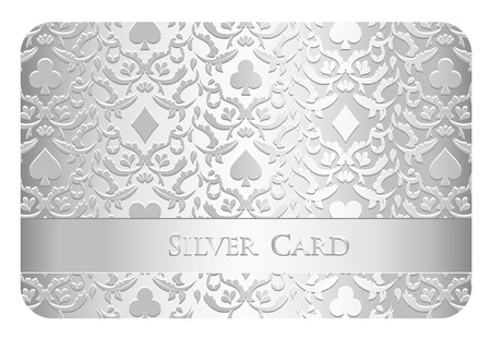 Luxury silver card with card symbols ornamentのイラスト素材