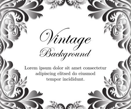White vintage background with floral frameのイラスト素材