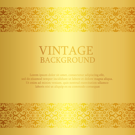Vintage golden background with lace top and down decorationのイラスト素材