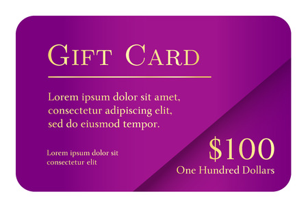 Luxury simple gift card in violet color with golden textのイラスト素材