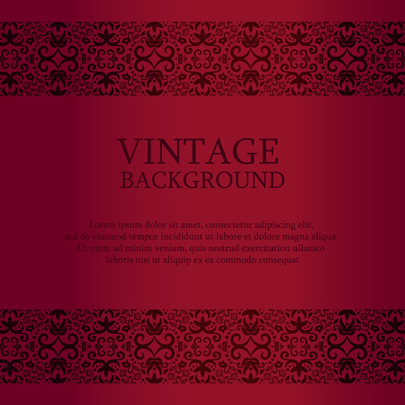 Vintage red background with lace top and down decorationのイラスト素材
