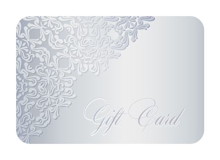 Luxury silver gift card with lace decoration in cornerのイラスト素材