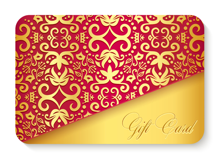Luxury red gift card with golden vintage ornament decorationのイラスト素材