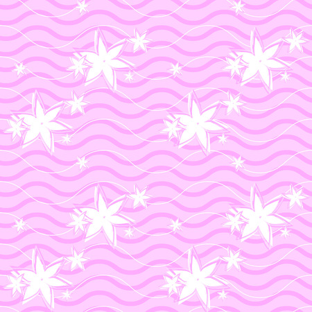 seamless, pink pattern with lines and flowers.Gentle, romanticのイラスト素材