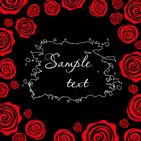 Red roses on a black background. Template for design. Cardのイラスト素材