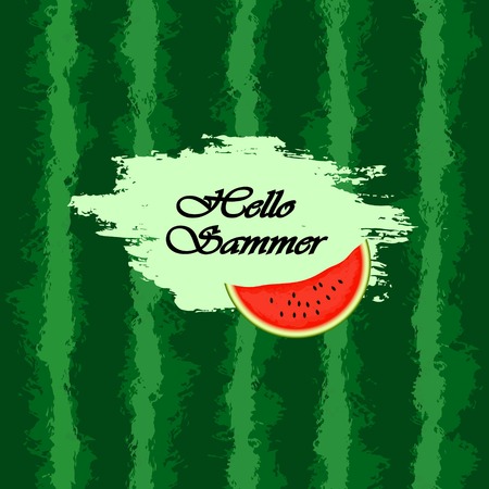 Template for text. Watermelon background. Green bandのイラスト素材