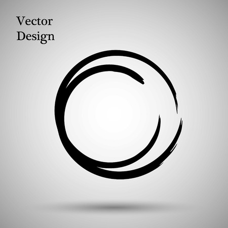Hand drawn circle shape. label, logo design element. Brush abstract wave. Black enso zen symbol. Vector illustration. Objectのイラスト素材