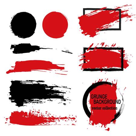 Large grunge elements set. Brush strokes, banners, borders, splashes splatters Vector illustrationのイラスト素材