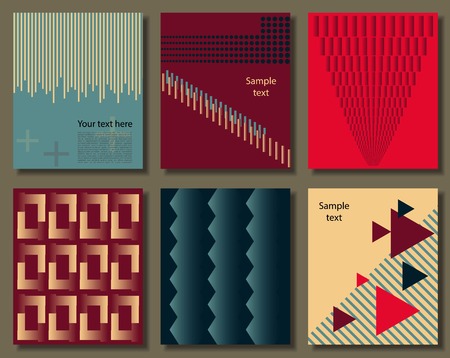 Collection of universal cards. Templates with trendy geometric shapes, patterns and colors. Creative unusual postersのイラスト素材