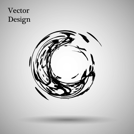 Hand drawn circle shape. label, logo design element. Brush abstract wave. Black enso zen symbol. Vector illustration. Objectのイラスト素材