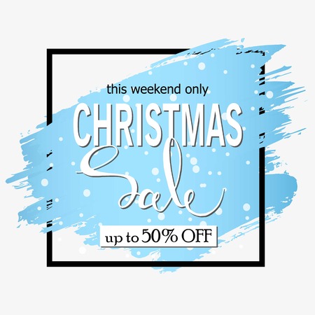 Christmas sale on a blue background. Vector banner.のイラスト素材