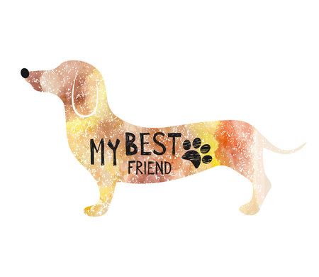 Vector illustration with dog . Typography poster with lettering - My best friend.のイラスト素材