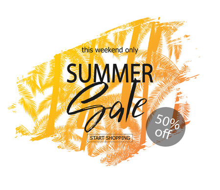 Summer sale banner. Tropical background with palm trees. Vector illustration EPS10のイラスト素材