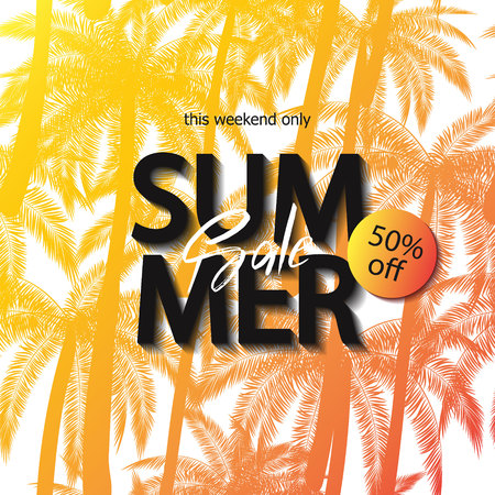 Summer sale banner. Tropical background with palm trees. Vector illustration EPS10のイラスト素材