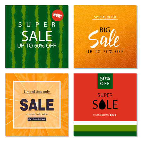 Set of sale banner templates. Vector illustrations for website and mobile website banners, posters, email and newsletter designs, ads, coupons, promotional material.のイラスト素材