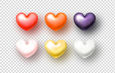 Set of realistic Hearts on transparent background. Vector Illustration.のイラスト素材