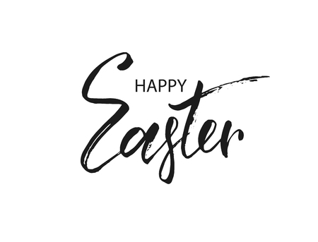 Hand lettering Happy Easter calligraphy text, isolated on white background. Vector illustrationのイラスト素材