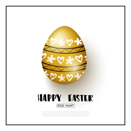Happy Easter design with realistic golden egg vector illustrationのイラスト素材