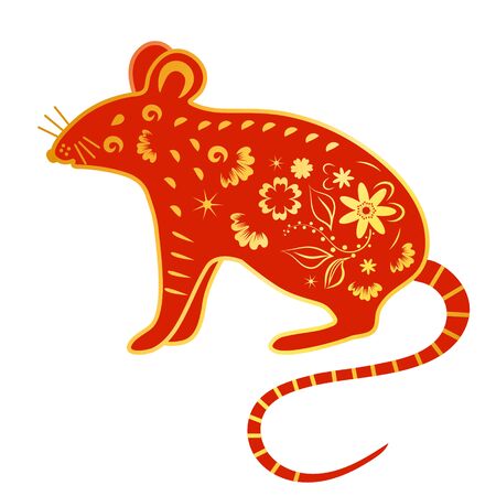 Chinese Mouse in traditional paper cut style. Happy Chinese New Year 2020year of the rat.Vector illustration.のイラスト素材