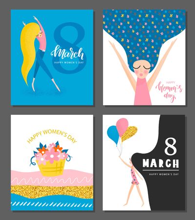 Happy Women's Day 8 march. Vector templates for card, poster, flyer and other users.のイラスト素材