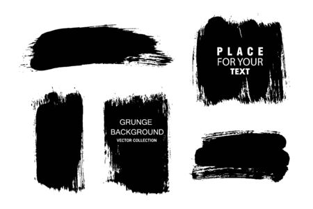 Vector paintbrush set, brush strokes templates. Grunge design elements for social media.のイラスト素材