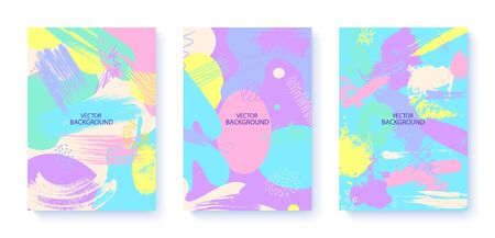 Set of creative abstract cards. Projects for print, wedding, anniversary, birthday, Valentines day, party invitations, cards, posters. Vector illustration.のイラスト素材