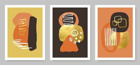 Set of modern cards with hand drawn details.Abstract background.Vector illustrations for wall...