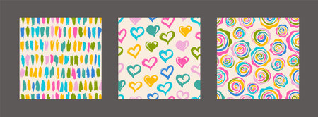 Set of seamless backgrounds with hand-drawn details.Minimalist fashion template for your...