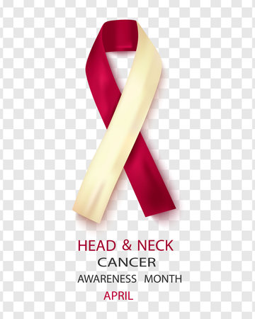 Vector illustration on the topic of Oral, Head and Neck Cancer Awareness Week, which is held every year in April.A ribbon in the shape of a loop of burgundy color with a touch of ivory.Poster designのイラスト素材
