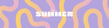 Bright summer banner with abstract gradient shapes and text. Pastel colors, smooth lines, modern...