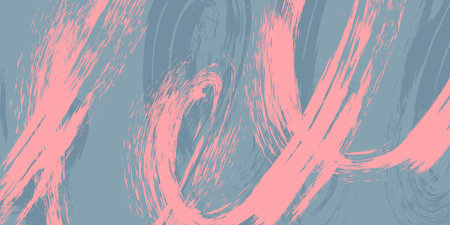 Abstract grunge background with chaotic dry brush strokes in pink and blue. Creative artistic backdrop for urban style poster or social media post, vector illustration.のイラスト素材