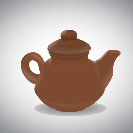 Teapot from clay. Vector illustrationのイラスト素材