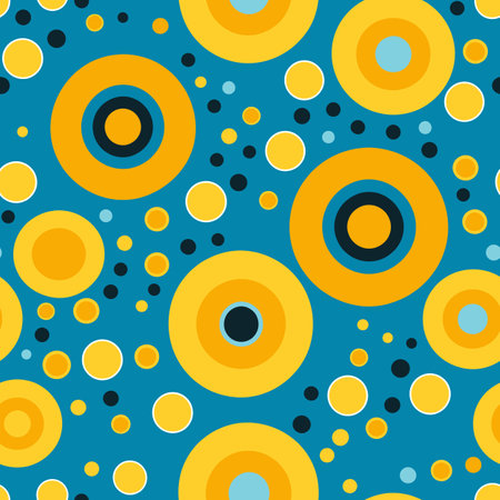 Geometric abstract art with colorful circles, seamless pattern. Vector illustrationのイラスト素材