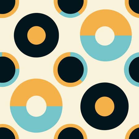Geometric abstract art with colorful circles, seamless pattern. Vector illustrationのイラスト素材
